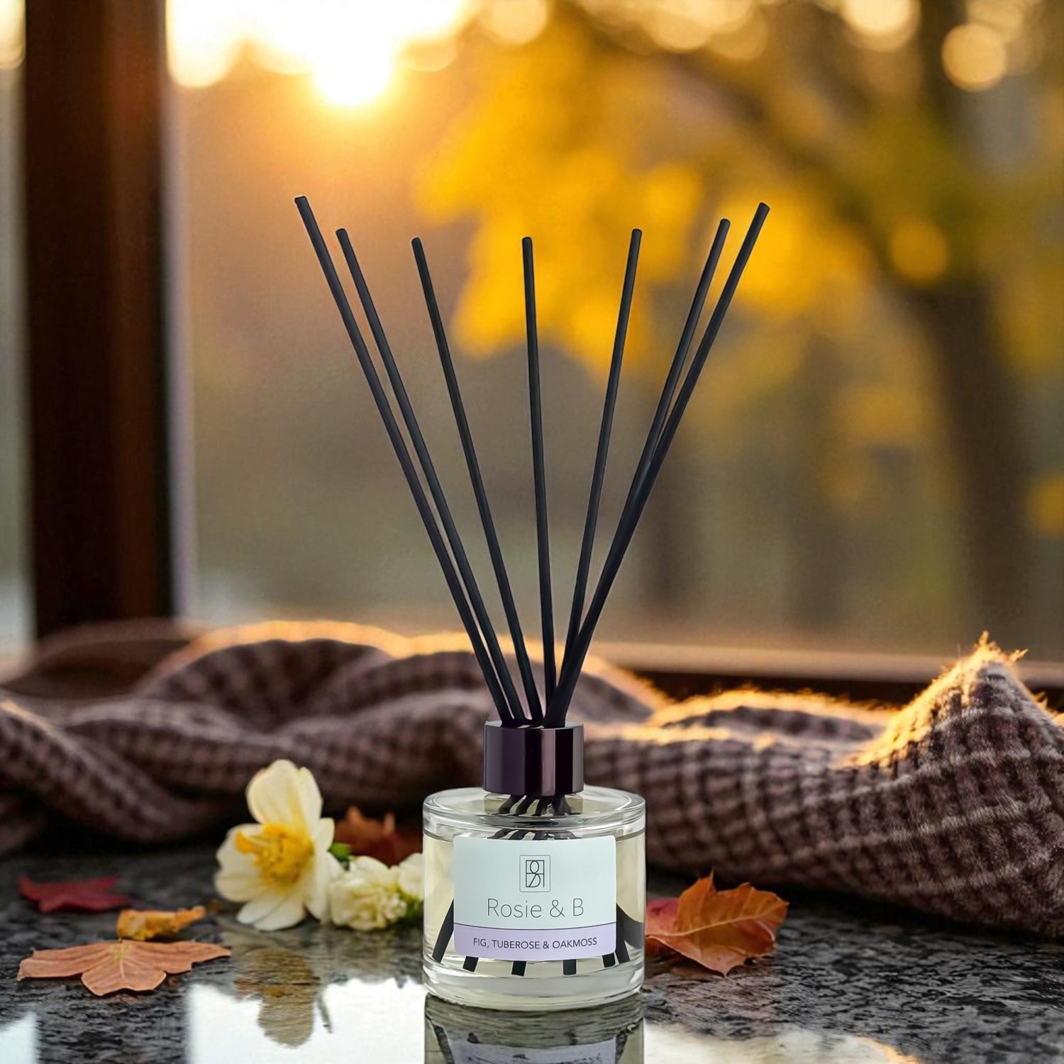 Fig, Tuberose & Oakmoss Reed Diffuser, part of Rosie & B's Autumn Collection.