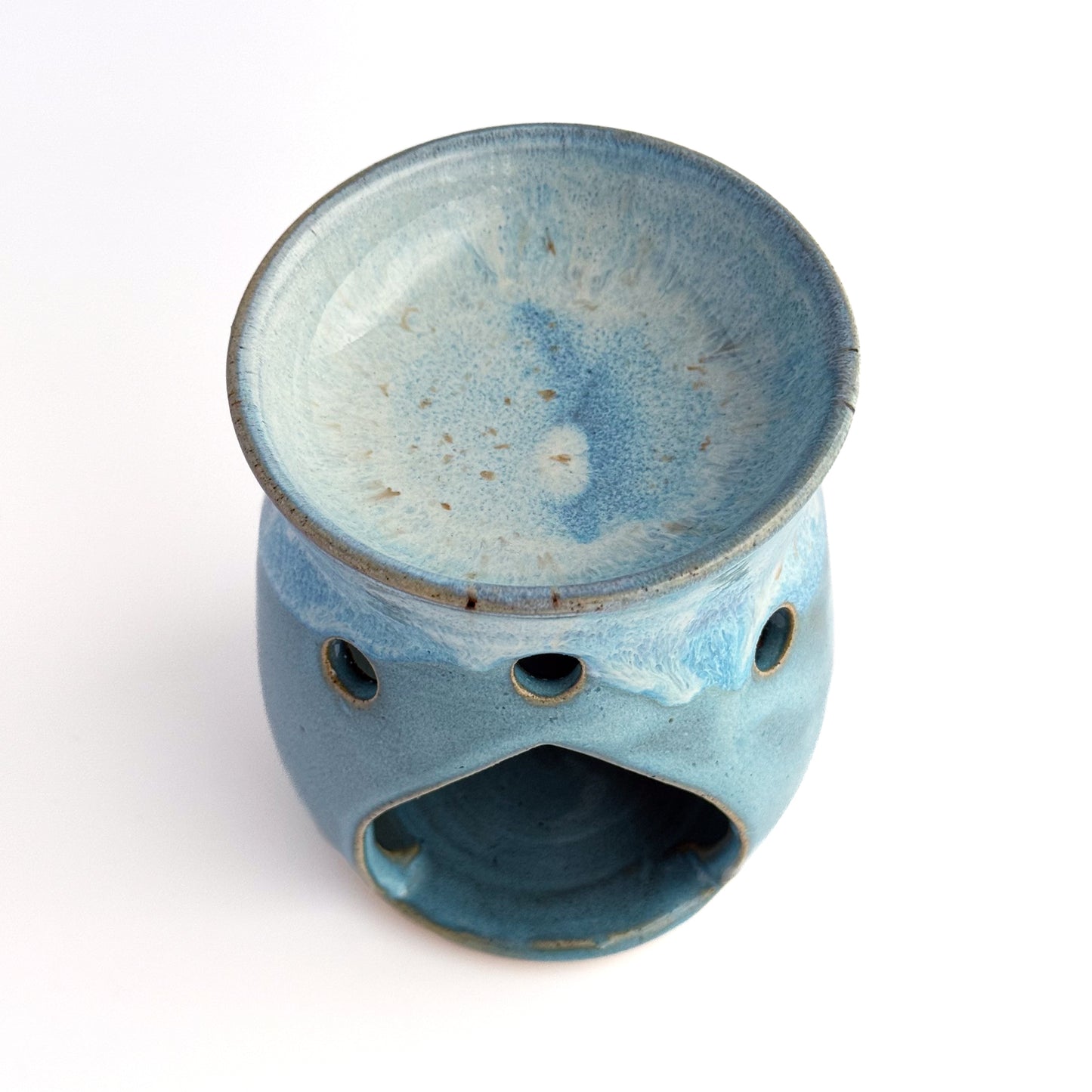 Leonore ceramic wax melt warmer in Azure Blue, from the top