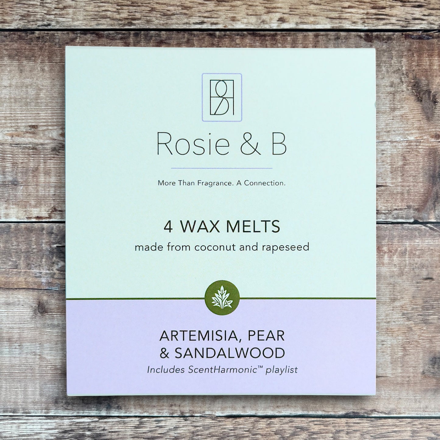 Artemisia, Pear & Sandalwood wax melts product sleeve - front