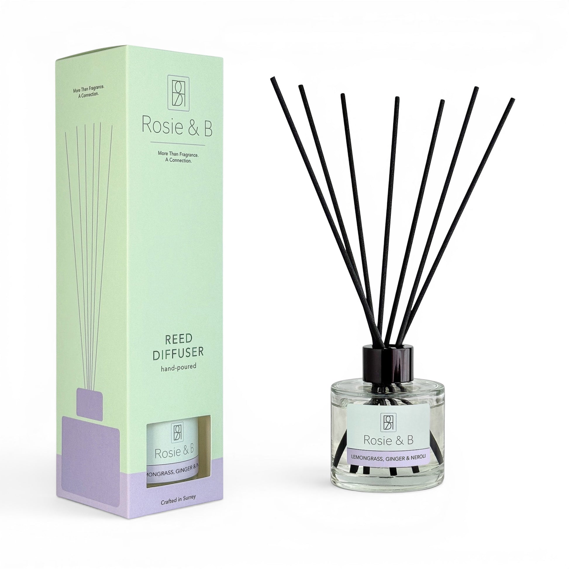 Lemongrass, Ginger & Neroli Reed Diffuser presentation box and bottle