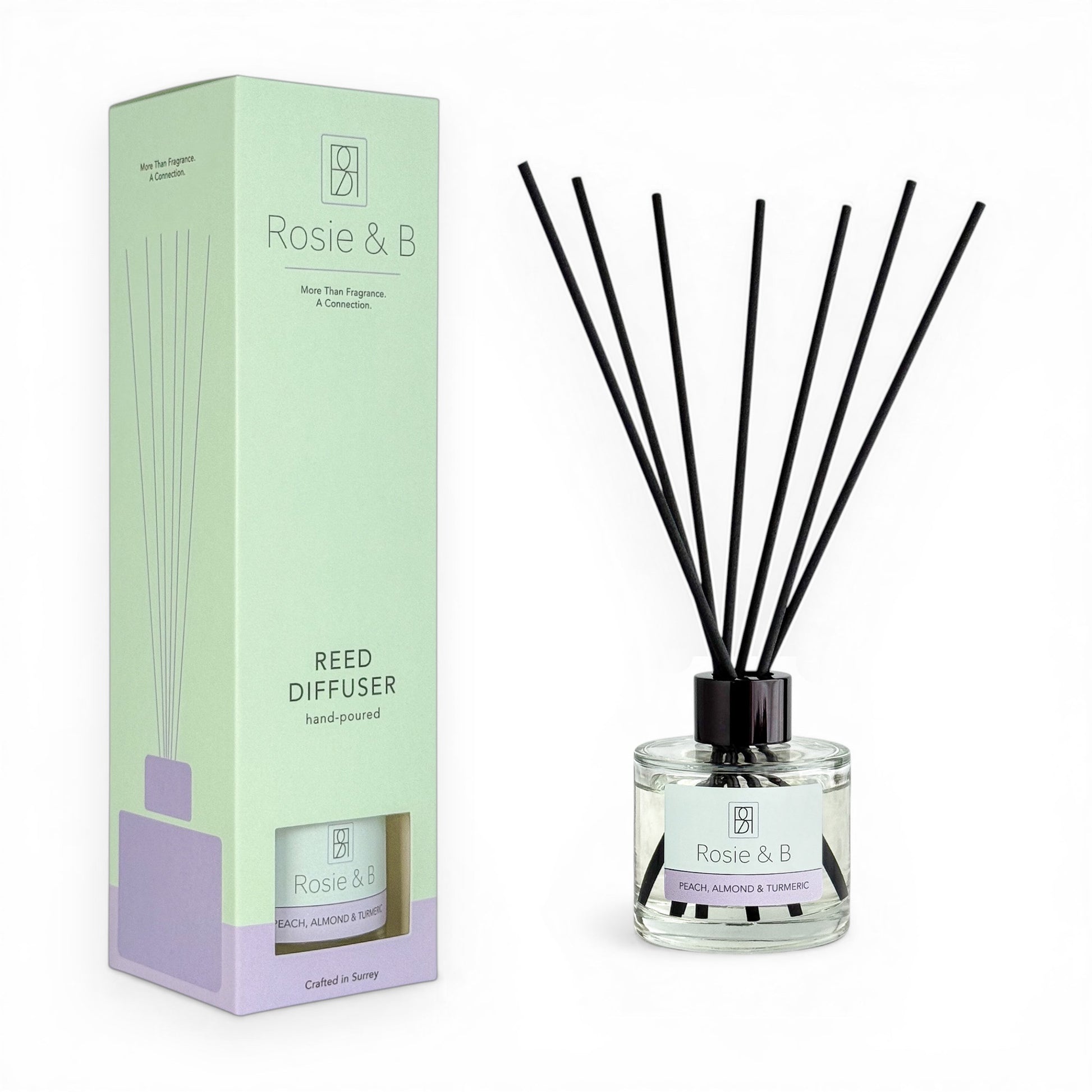 Peach, Almond & Turmeric Reed Diffuser box and bottle