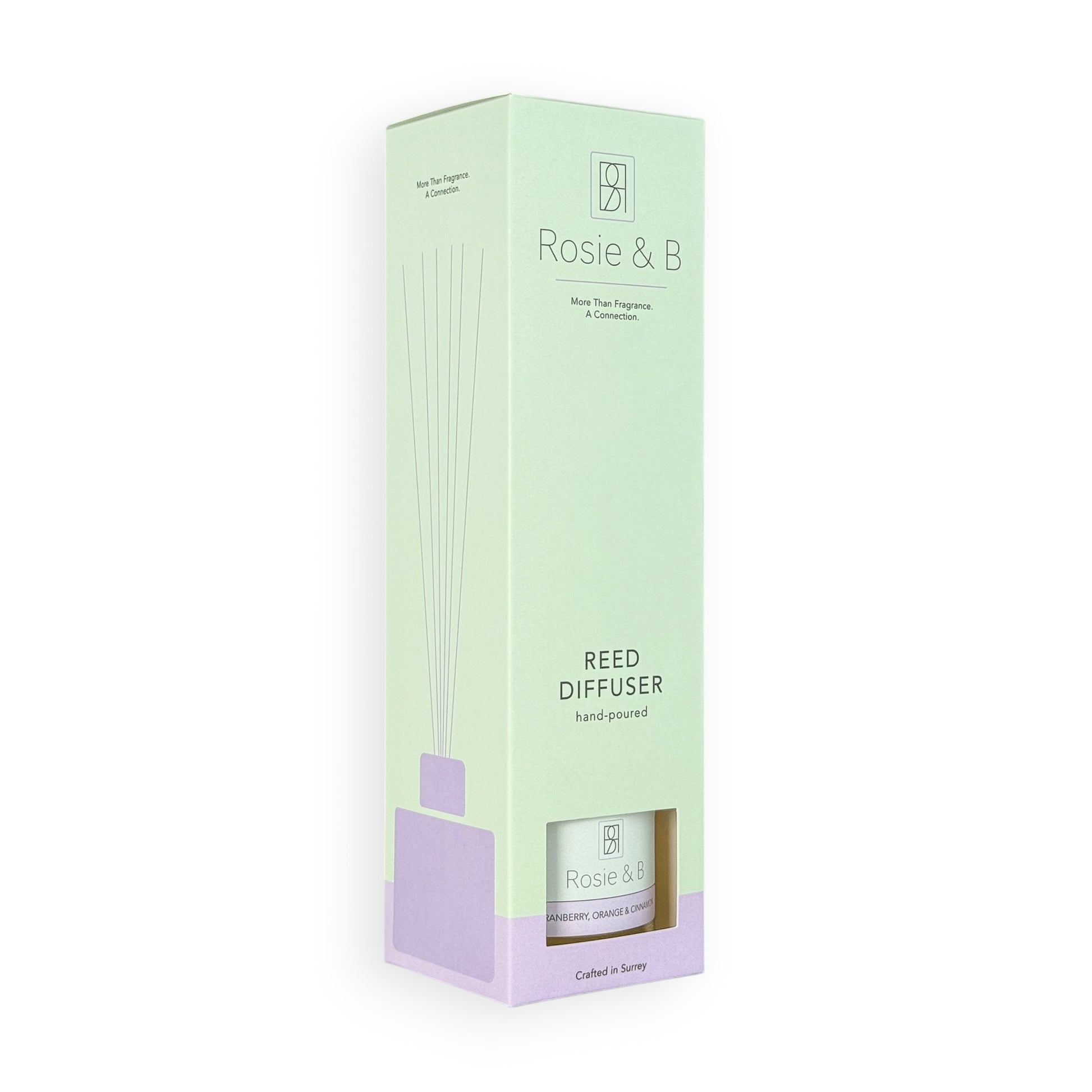 Cranberry, Orange & Cinnamon Reed Diffuser, presentation box facing right