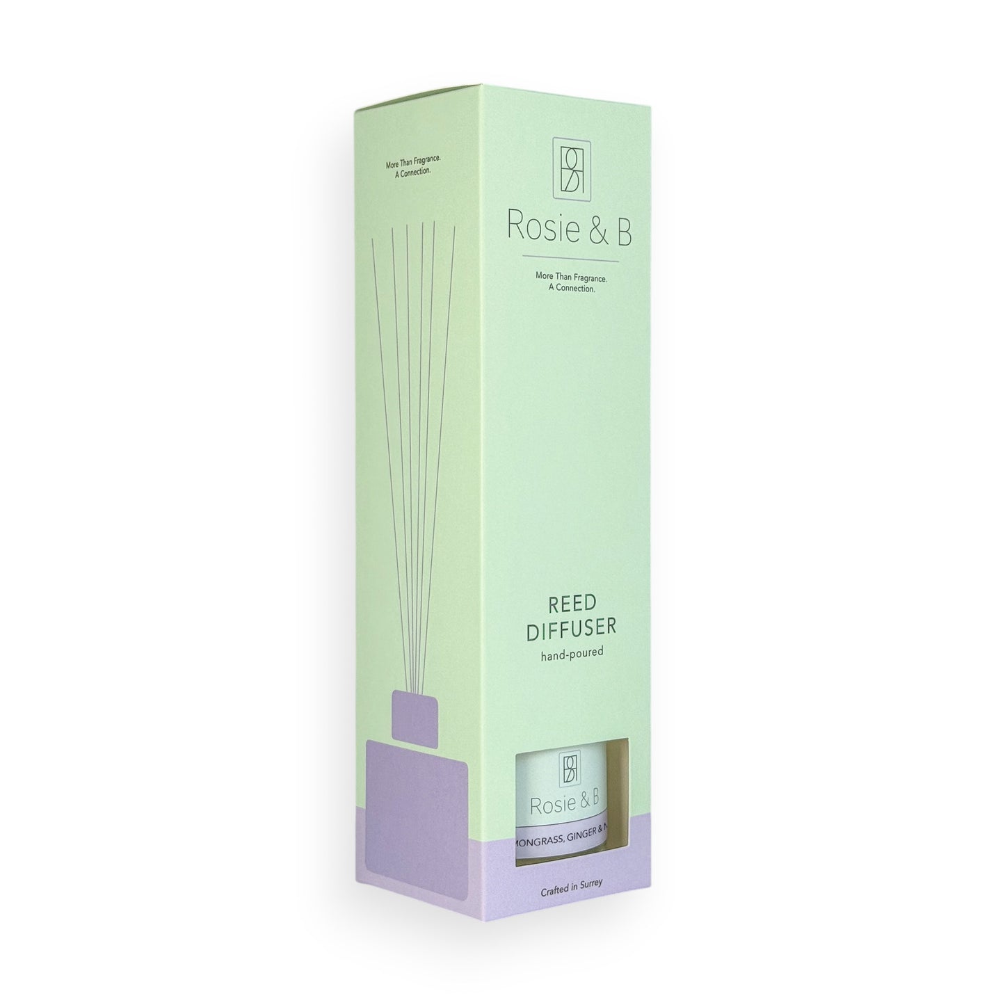 Lemongrass, Ginger & Neroli Reed Diffuser, presentation box facing right