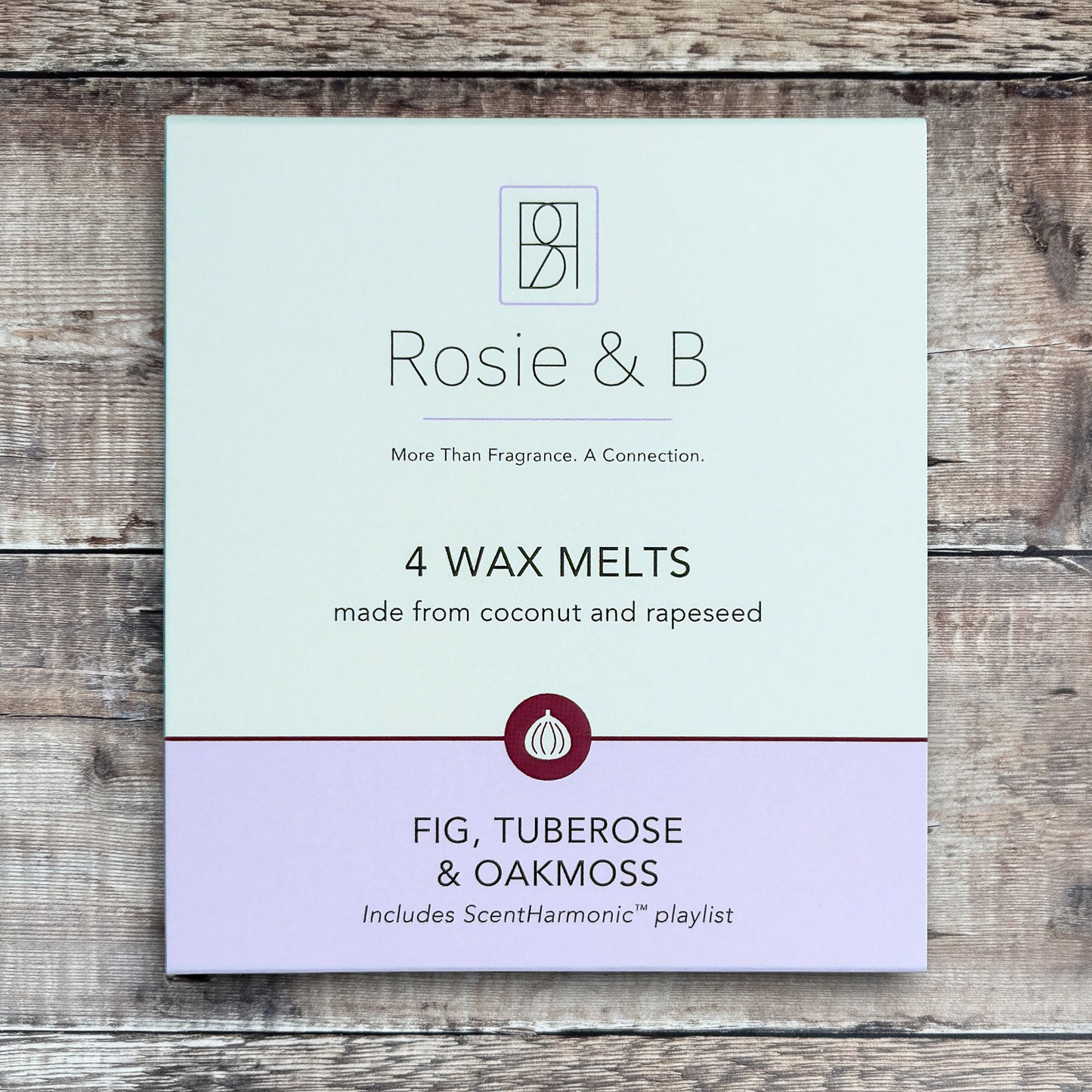 Fig, Tuberose & Oakmoss wax melts product sleeve - front