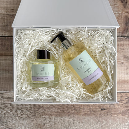 Rhubarb & Plum Gift Box — Reed Diffuser and Hand Wash