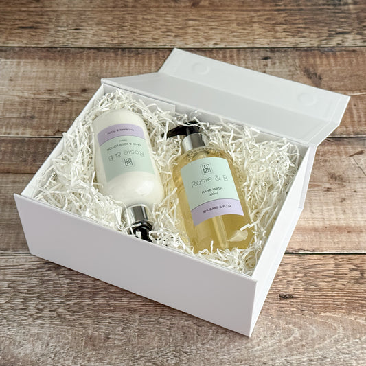 Rhubarb & Plum Gift Box — Hand Wash and Hand & Body Lotion