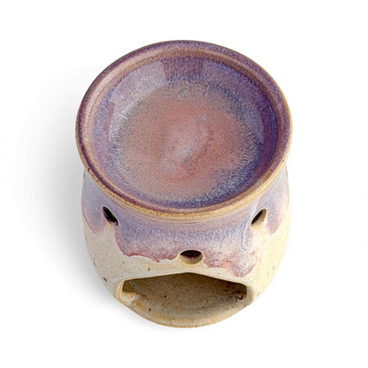Leonore ceramic wax melt warmer in Lavender Haze & Oatmeal, top view