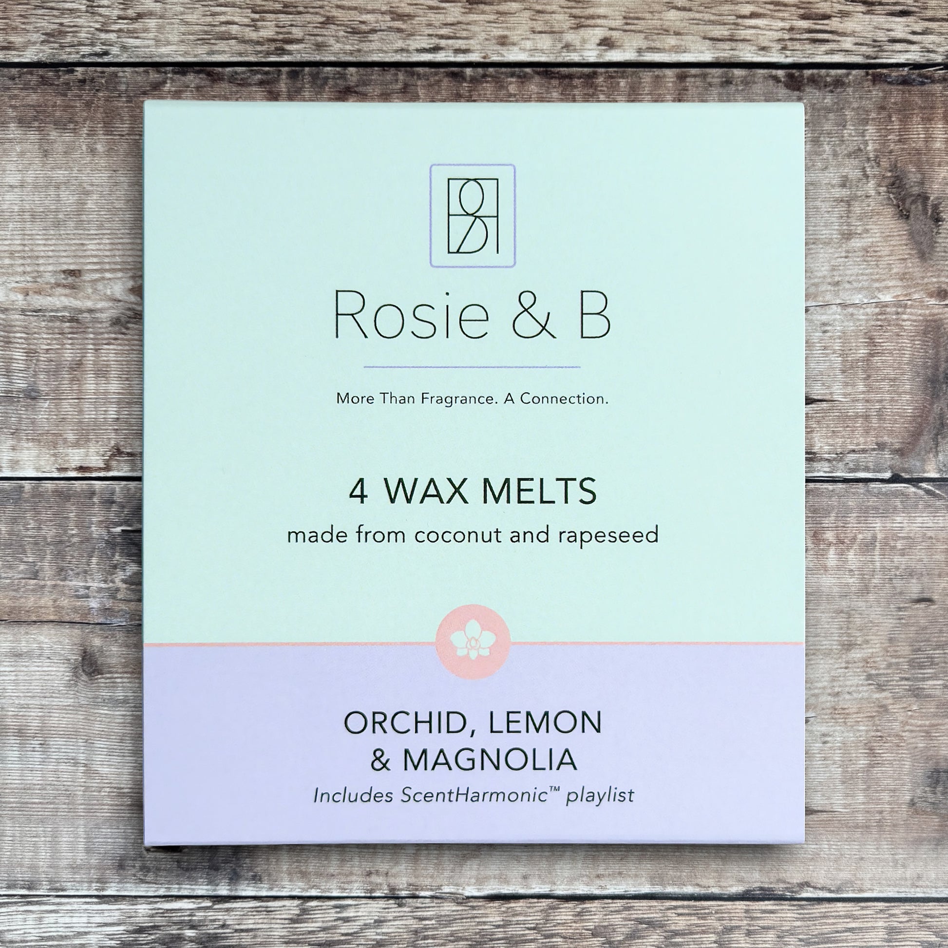 Orchid, Lemon & Magnolia wax melts product sleeve - front