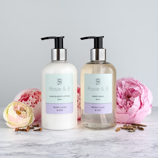 Peony, CLove & Oud Hand Wash and Hand & Body Lotion Set