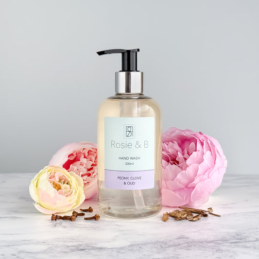 Peony, Clove & Oud Hand Wash bottle