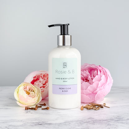 Peony, Clove & Oud Hand & Body Lotion bottle