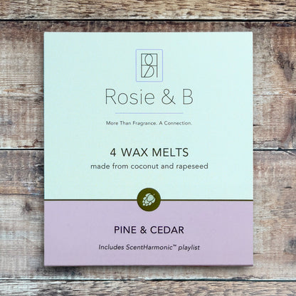 Pine & Cedar wax melts product sleeve - front