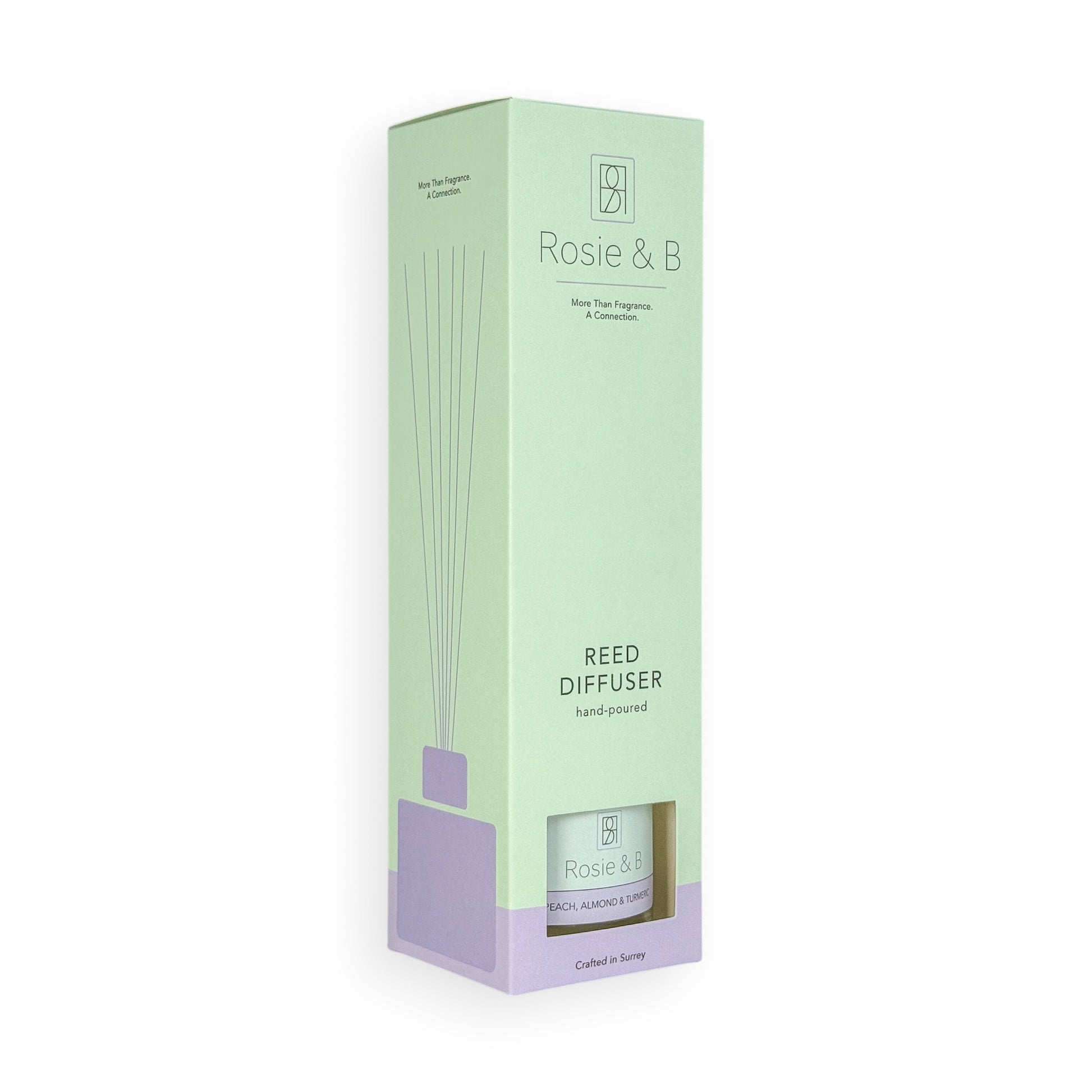 Rosie & B reed diffuser gift box on a white background
