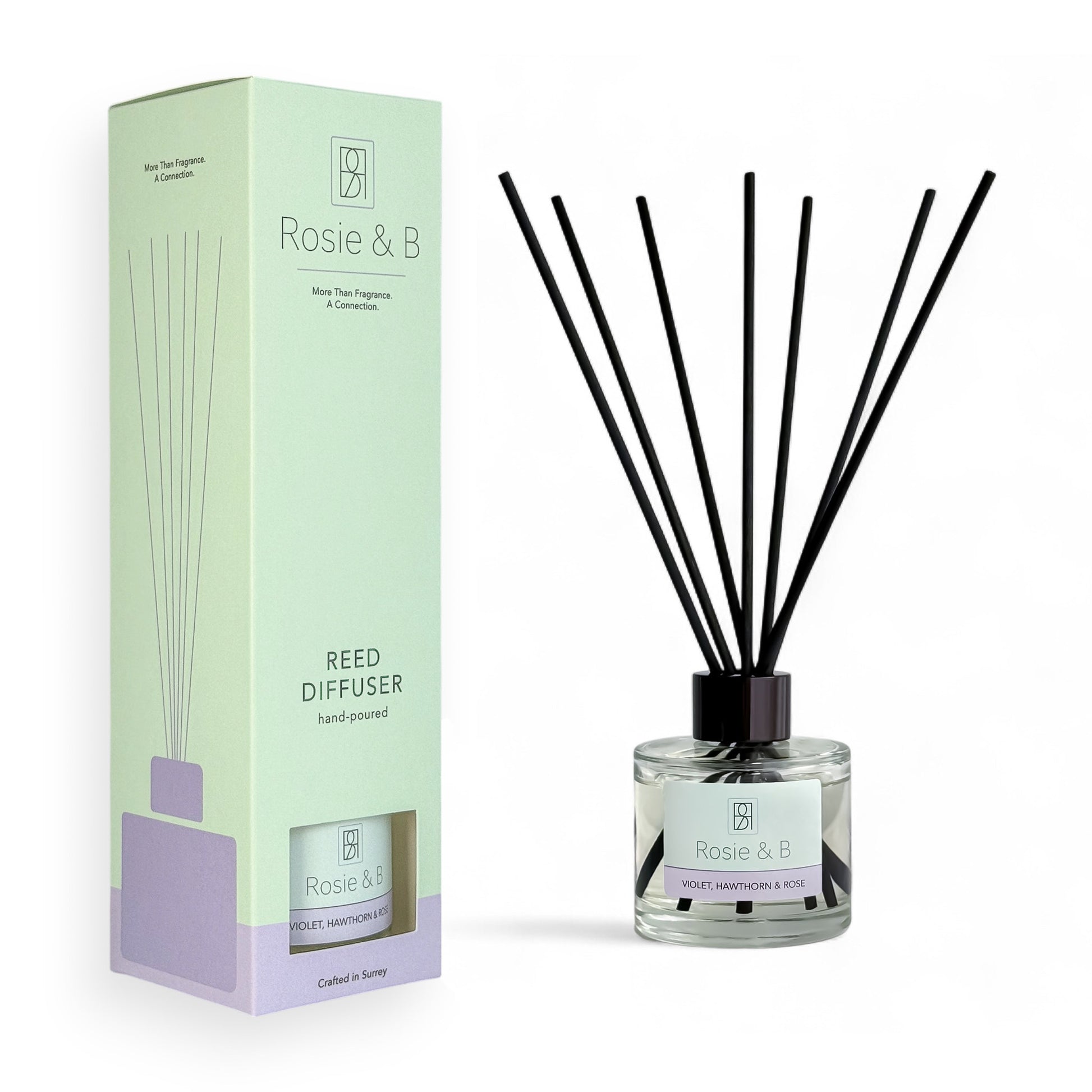 Violet, Hawthorn & Rose Reed Diffuser box and bottle